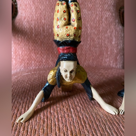 Vintage Candlestick Holders Asian Acrobat Pair - Picture 5 of 11